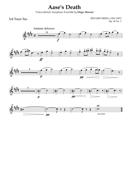 Peer Gynt Suite Op 46 No 1 For Saxophone Ensemble Tenor Sax 3 Page 2