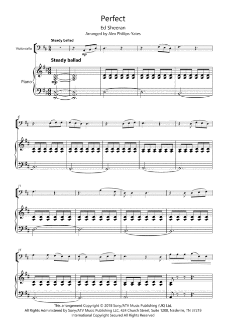 Perfect By Ed Sheeran Easy Cello And Piano In 3 Different Keys Page 2