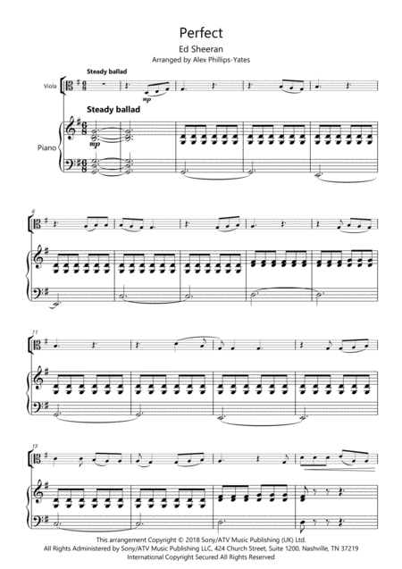 Perfect By Ed Sheeran Easy Viola And Piano In 3 Different Keys Page 2