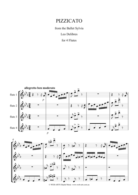 Pizzicato From The Ballet Sylvia For 4 Flutes Page 2