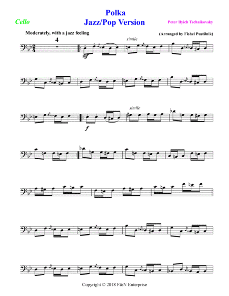 Polka By Tschaikovsky For Cello With Background Track Jazz Pop Version Page 2