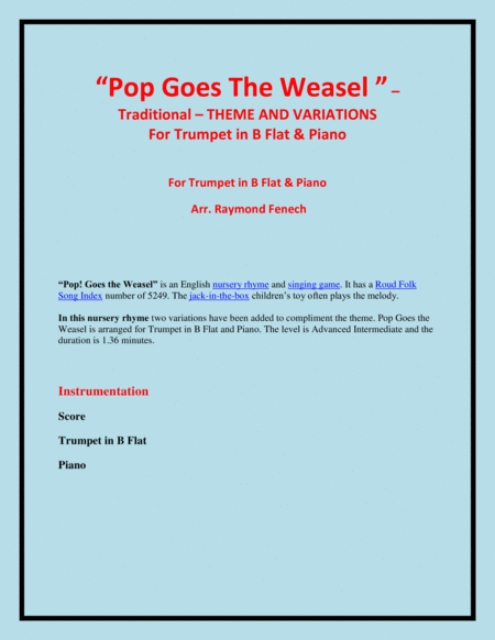 Pop Goes The Weasel Theme And Variations For B Flat Trumpet And Piano Page 2