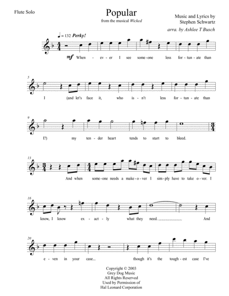 Popular From Wicked For Solo Flute Page 2