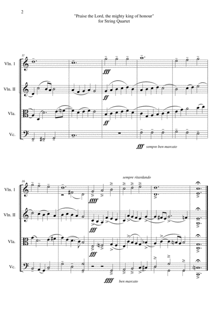 Praise The Lord The Mighty King Of Honour For String Quartet Page 2