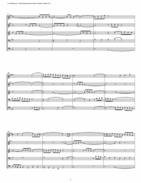 Prelude 11 From Well Tempered Clavier Book 2 Brass Quintet Page 2