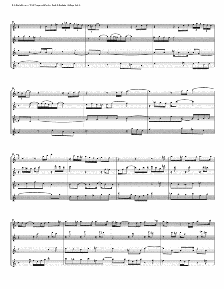 Prelude 14 From Well Tempered Clavier Book 2 Flute Quartet Page 2