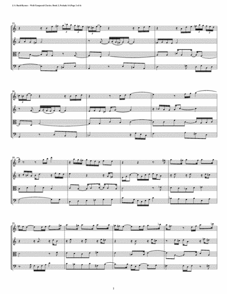 Prelude 14 From Well Tempered Clavier Book 2 String Quartet Page 2