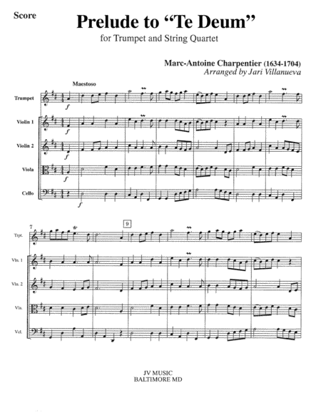 Prelude To Te Deum For Trumpet And String Quartet Page 2