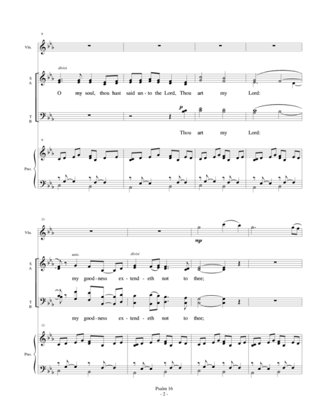 Psalm 16 For Satb Choir With Piano And Violin Page 2