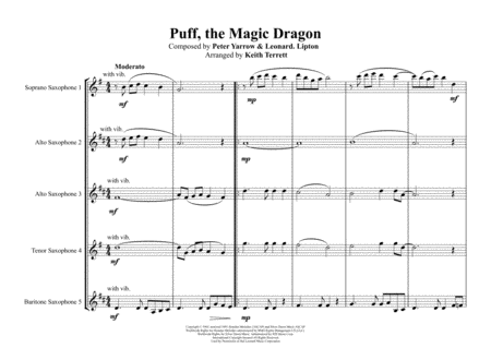 Puff The Magic Dragon For Saxophone Quintet Page 2