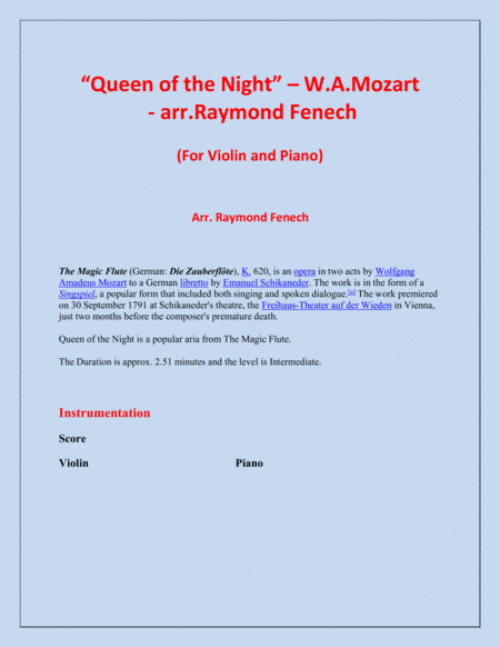 Queen Of The Night From The Magic Flute Violin And Piano Page 2