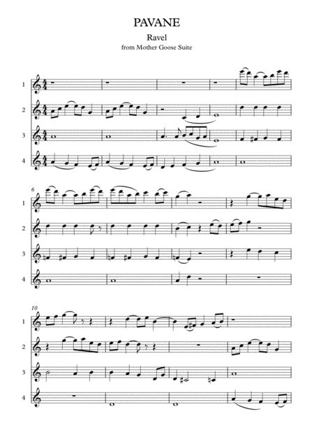 Ravel Pavane From Mother Goose Suite For 4 Flutes Page 2