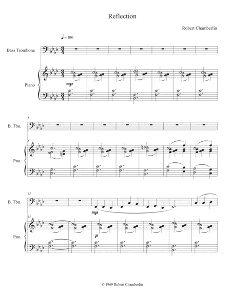 Reflection For Bass Trombone With Piano Accompaniment Page 2