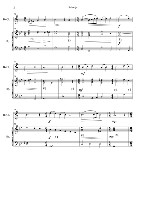 Reve Je For Clarinet Lower Version And Harp Page 2