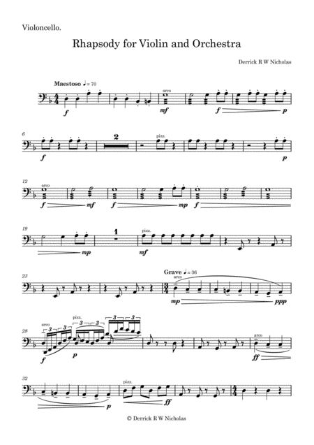 Rhapsody In F For Violin And Orchestra Opus 3 Cello Page 2