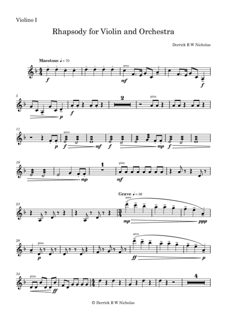 Rhapsody In F For Violin And Orchestra Opus 3 Violin I Page 2