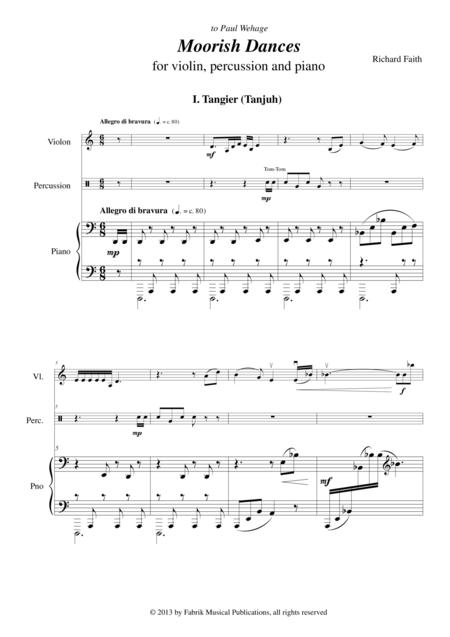 Richard Faith Moorish Dances For Violin Percussion And Piano Page 2