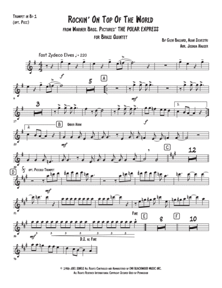 Rockin On Top Of The World From The Polar Express For Brass Quintet Page 2