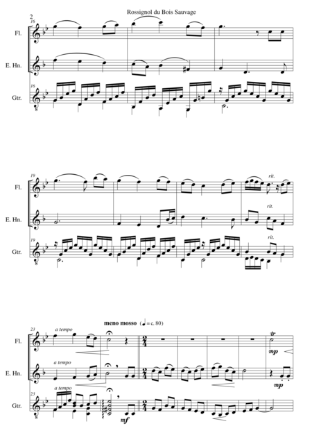 Rossignol Du Bois Sauvage For Flute Cor Anglais And Guitar Page 2