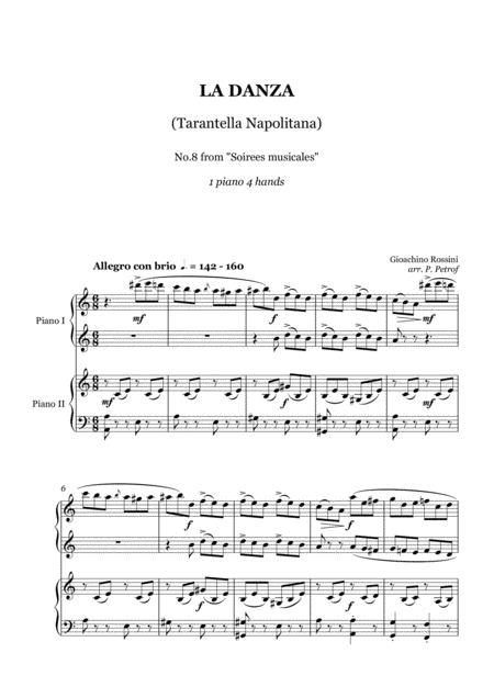 Rossini La Danza Tarantella No 8 From Soirees Musicales 1 Piano 4 Hands Page 2