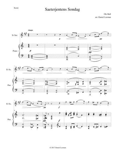 Saeterjentens Sondag For Alto Saxophone Piano Page 2