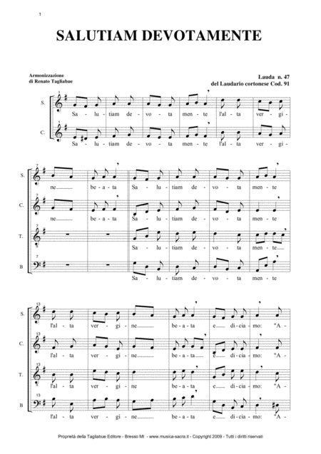 Salutiam Devotamente From Laudario Cortonese For Satb Choir Page 2