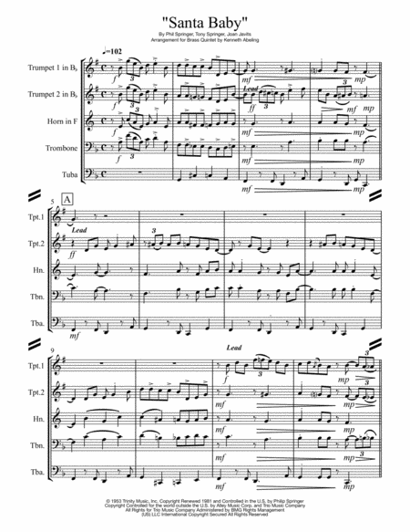 Santa Baby For Brass Quintet Page 2