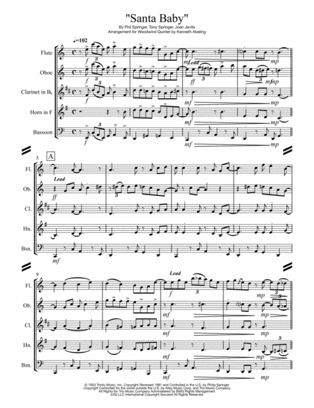 Santa Baby For Woodwind Quintet Page 2