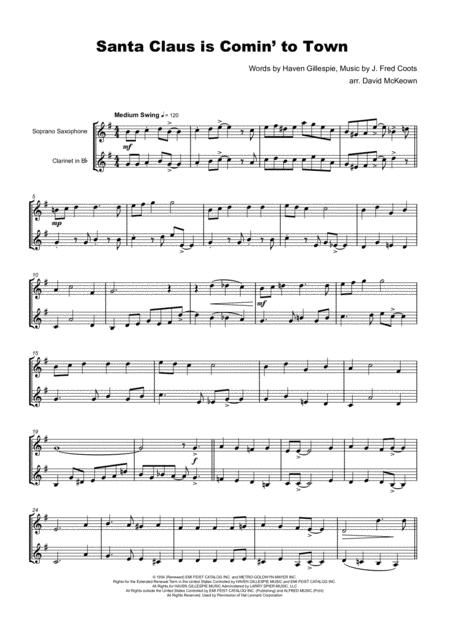 Santa Claus Is Comin To Town For Soprano Saxophone And Clarinet Duet Page 2