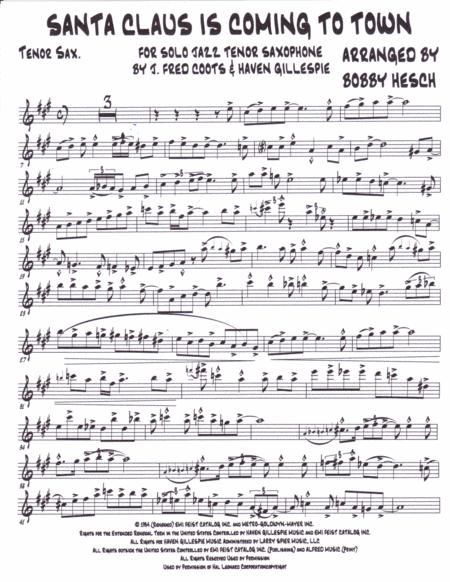 Santa Claus Is Coming To Town For Solo Jazz Tenor Saxophone Page 2