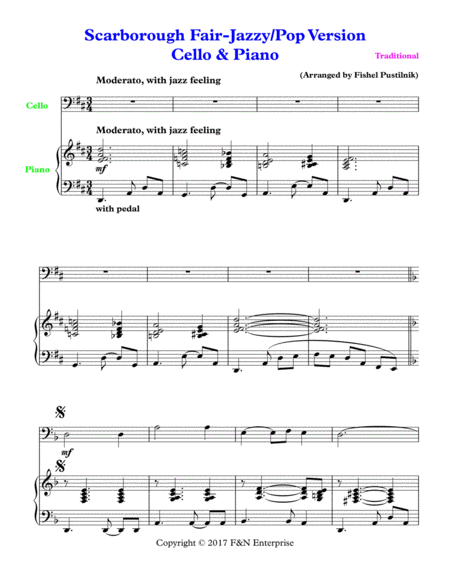 Scarborough Fair For Cello And Piano Page 2