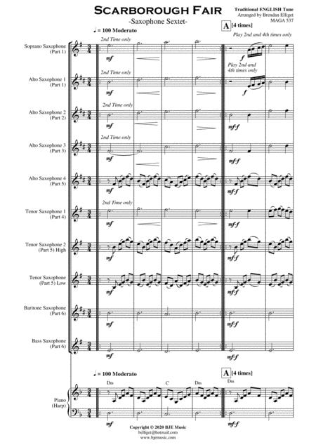 Scarborough Fair Saxophone Sextet Score And Parts Pdf Page 2