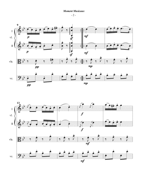 Schubert Moment Musicaux For String Quartet Page 2