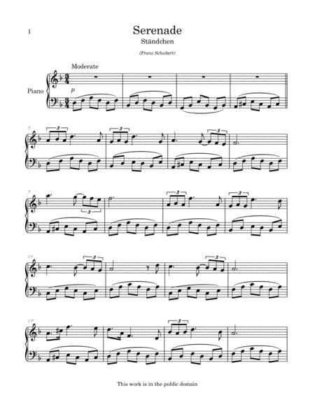 Schubert Serenade Standchen Arranged For Easy Piano Page 2