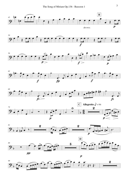 Schubert The Song Of Miriam Op 136 Bassoon 1 Page 2