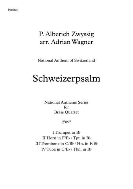 Schweizerpsalm National Anthem Of Switzerland Brass Quartet Arr Adrian Wagner Page 2