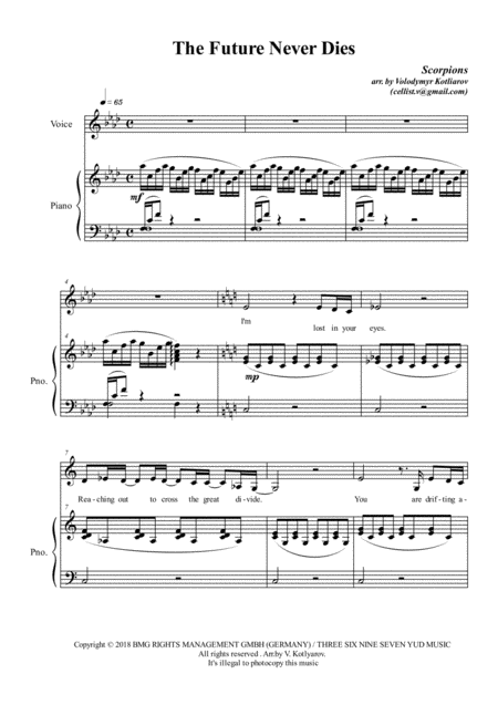 Scorpions The Future Never Dies For Piano And Vocal Page 2