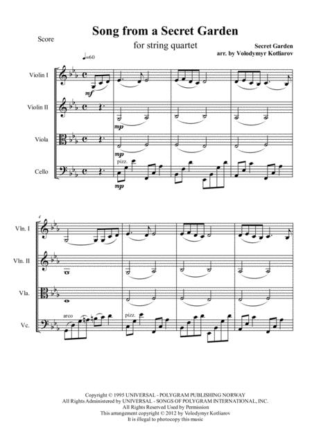 Secret Garden Song From A Secret Garden For String Quartet Page 2