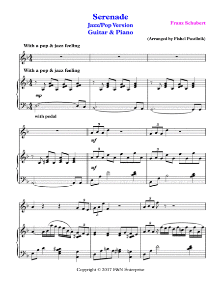 Serenade By Schubert Piano Background For Guitar And Piano Page 2