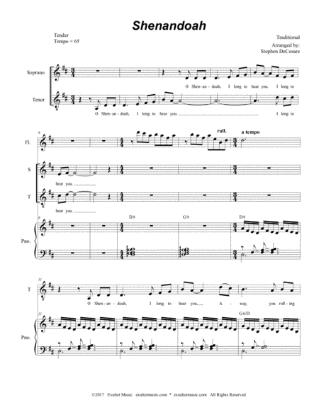 Shenandoah For 2 Part Choir Soprano Tenor Page 2