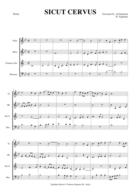 Sicut Cervus For Woodwind Quartet With Parts Page 2