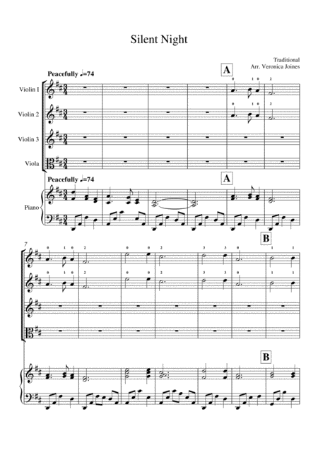 Silent Night Beginning Violin Ensemble Optional Viola Page 2