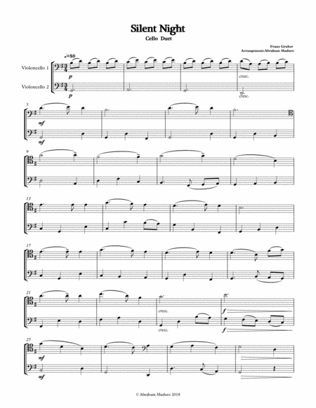 Silent Night Cello Duet Two Tonalities Included Page 2