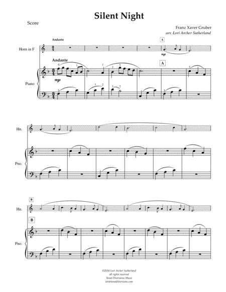 Silent Night For Beginner Horn Piano Page 2