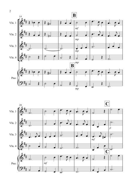 Silent Night For Violin Quartet Page 2