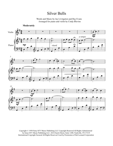 Silver Bells Arranged For Piano And Violin Page 2