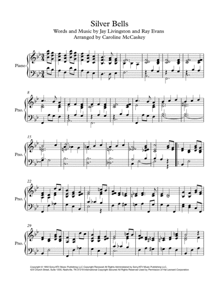 Silver Bells Intermediate Piano Solo Page 2