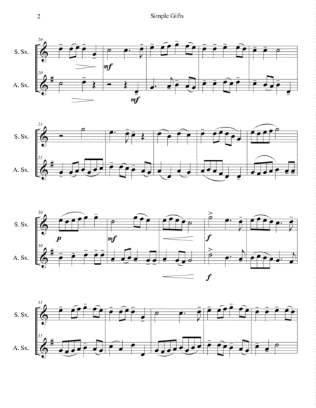 Simple Gifts For Soprano And Alto Saxophone Page 2