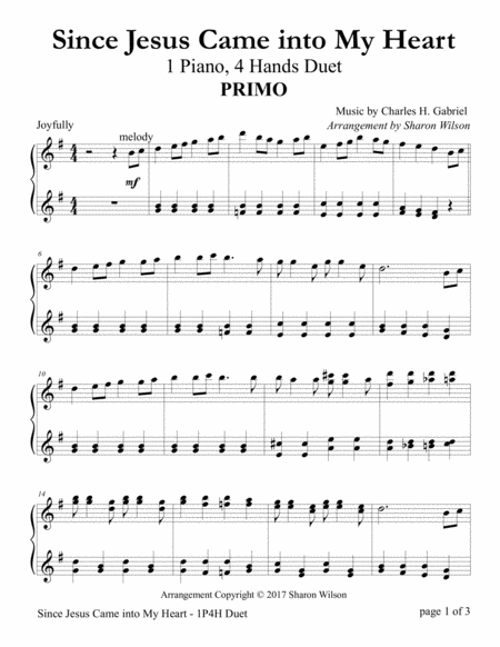 Since Jesus Came Into My Heart 1 Piano 4 Hands Duet Page 2