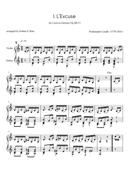 Six Contre Danses For Violin And Guitar Page 2